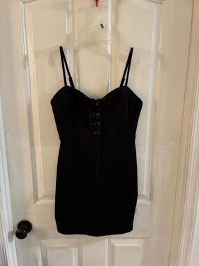 Forever 21 Black Lace-Up Bustier Bodycon Mini Dress